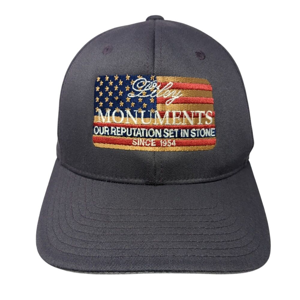 Liley Monuments Fitted Hat Gray Large American Flag Flexfit WearGuard